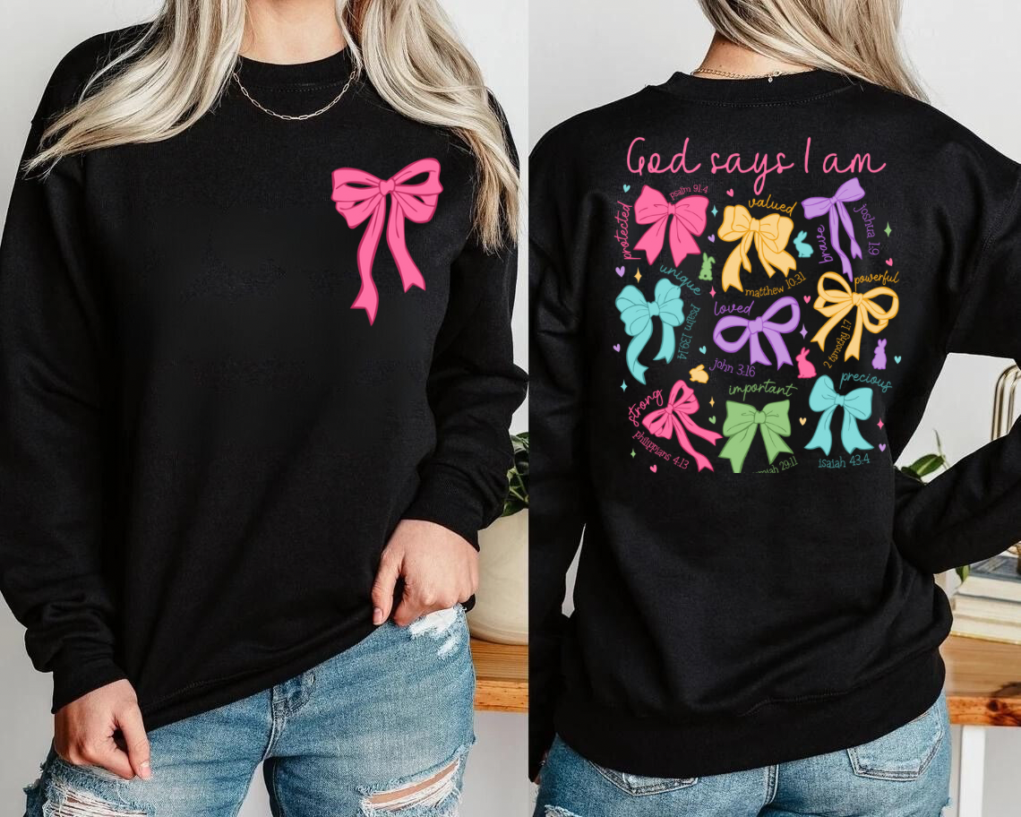 Retro Coquette Easter Bow Graphic Long Sleeve Tee