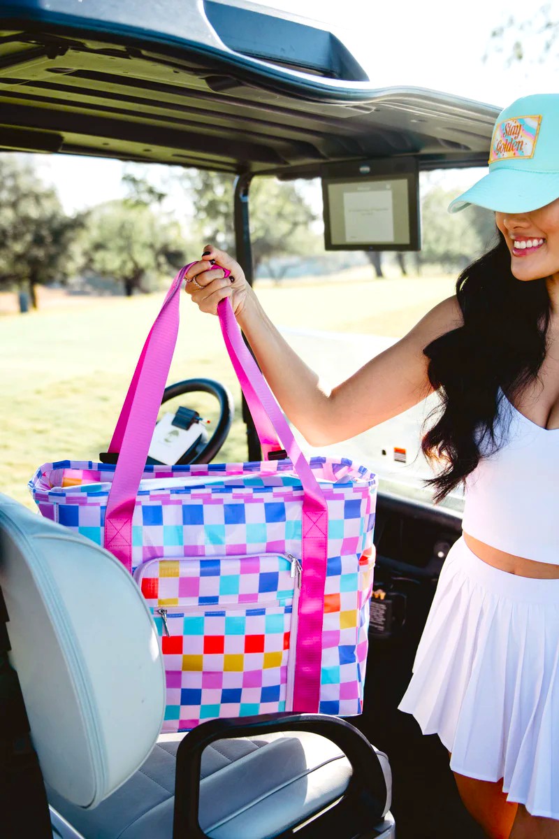 Multicolored Checkered Foldable Large Tote Bag