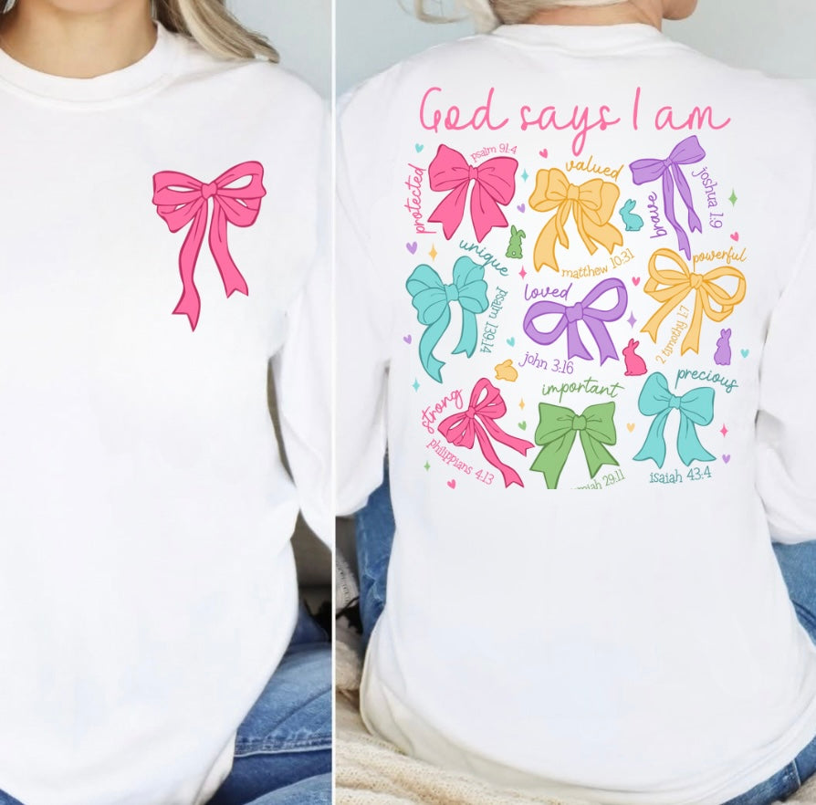 Retro Coquette Easter Bow Graphic Long Sleeve Tee