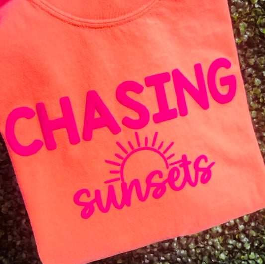 Chasing Sunsets Neon Pink Puff Graphic Tee