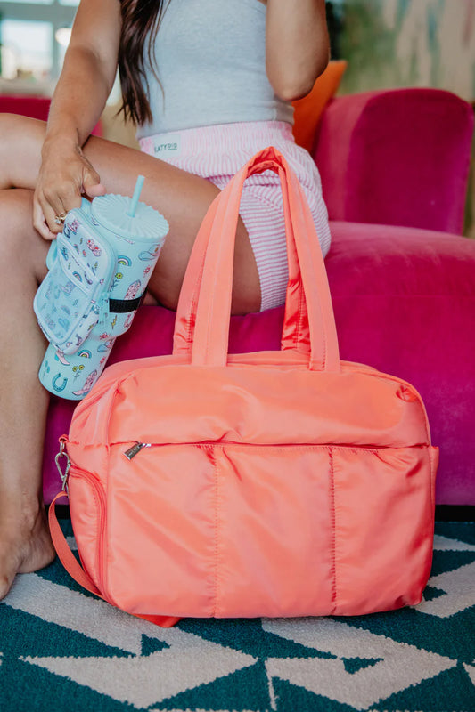 Coral Puffer Duffle Bag