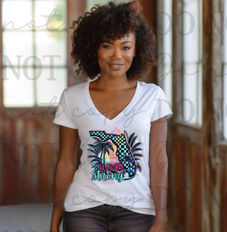 Florida Strong Womens Vneck Graphic Tee