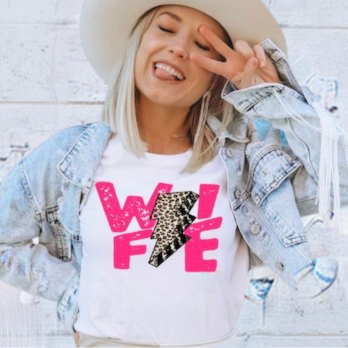 WIFE LIFE Pink Leopard Graphic Tee