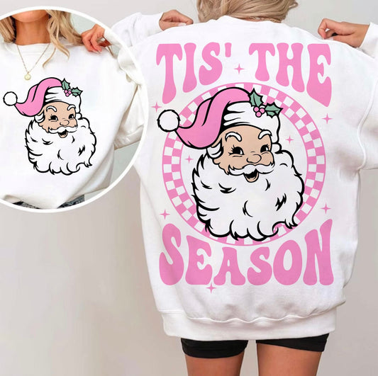 Tis The Season Pink Santa Graphic Sweatshirt