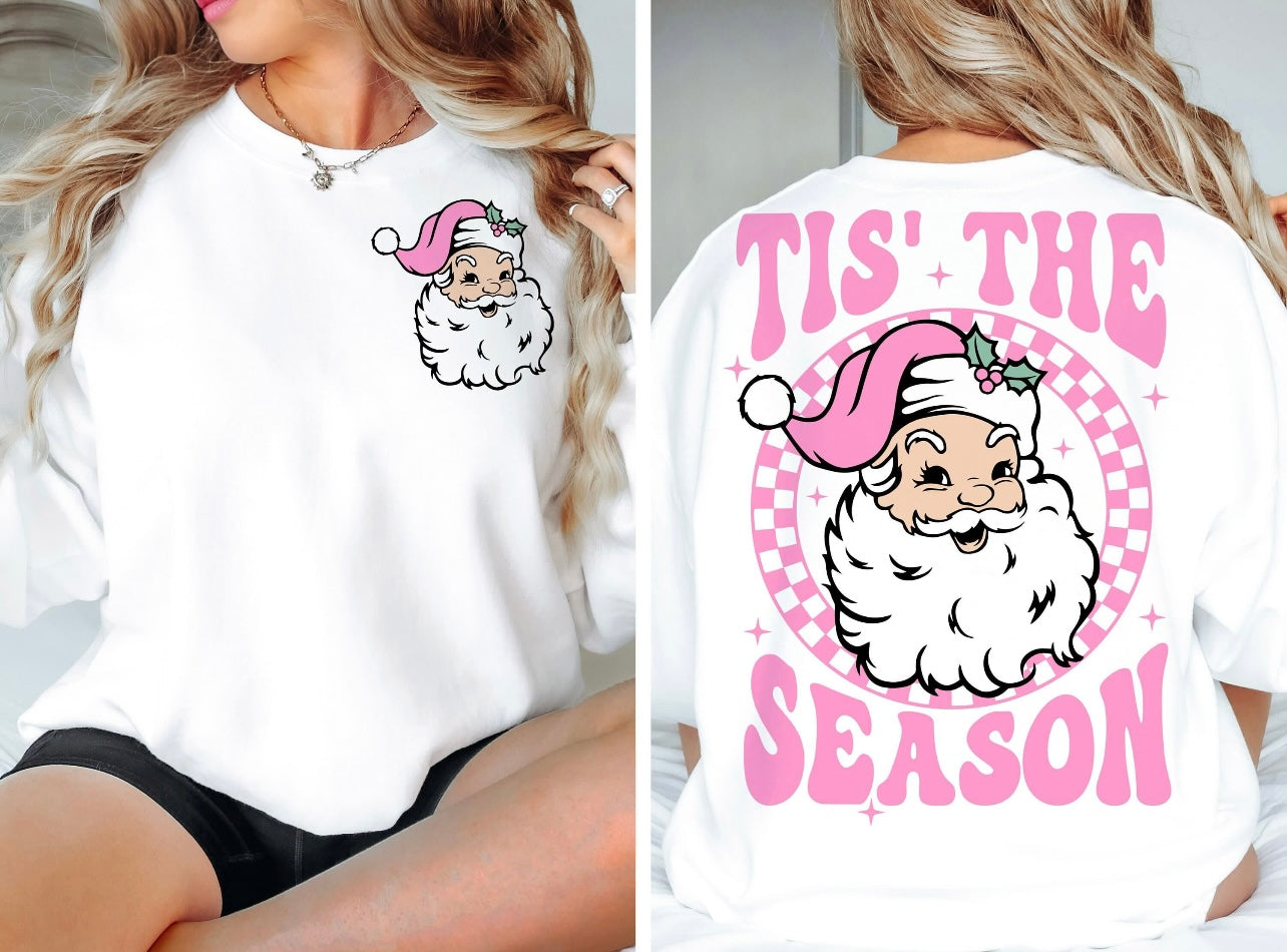 Tis The Season Pink Santa Graphic Sweatshirt