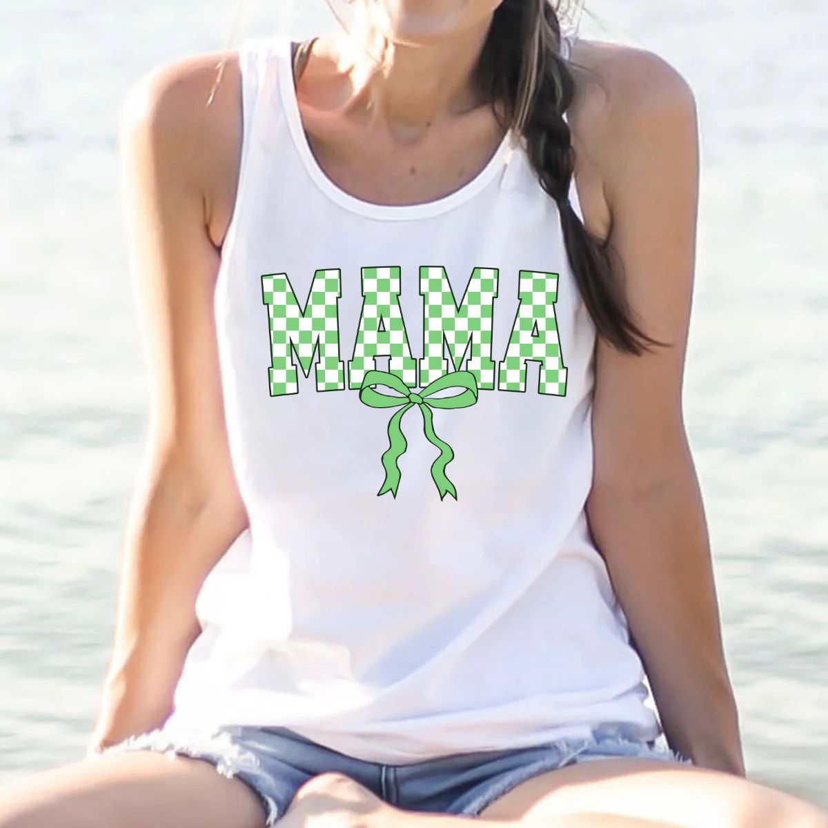 Mama Checkered St Pattys Day Graphic Tank
