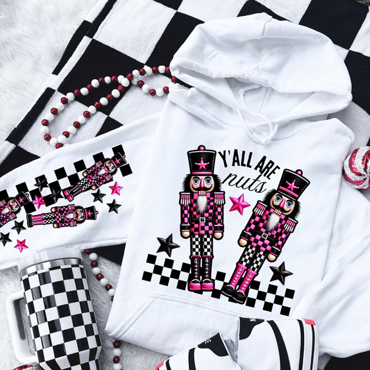 Yall Are Nuts Checkered Nutcracker Graphic Hoodie